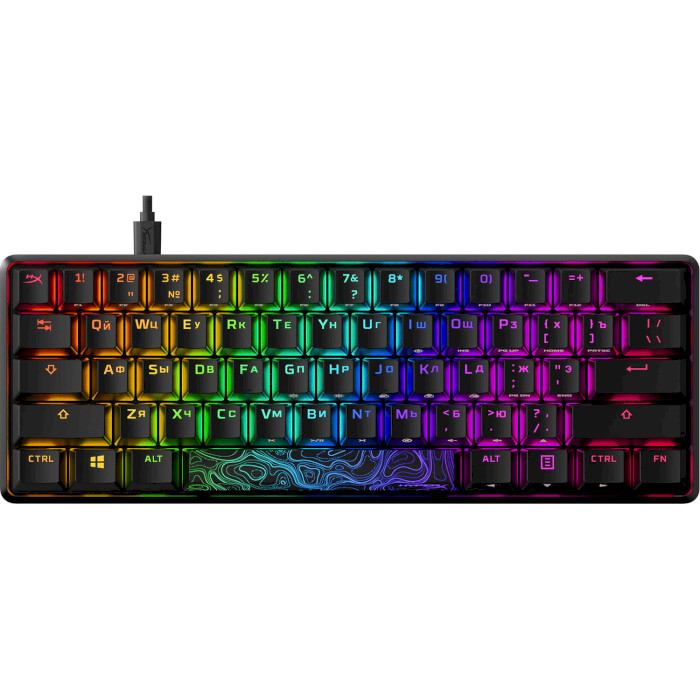 Клавіатура HYPERX Alloy Origins 60 Red RGB RU Black (4P5N0AA)