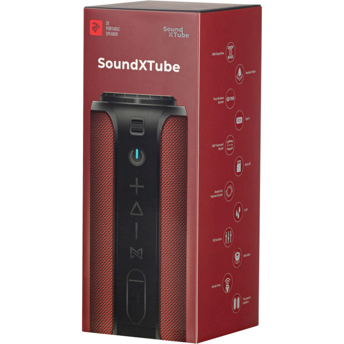 Портативная колонка 2E SoundXTube Red (2E-BSSXTWRD)