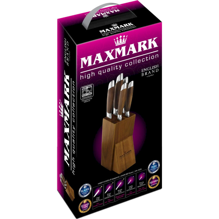 Набор кухонных ножей на подставке MAXMARK MK-K09 6пр