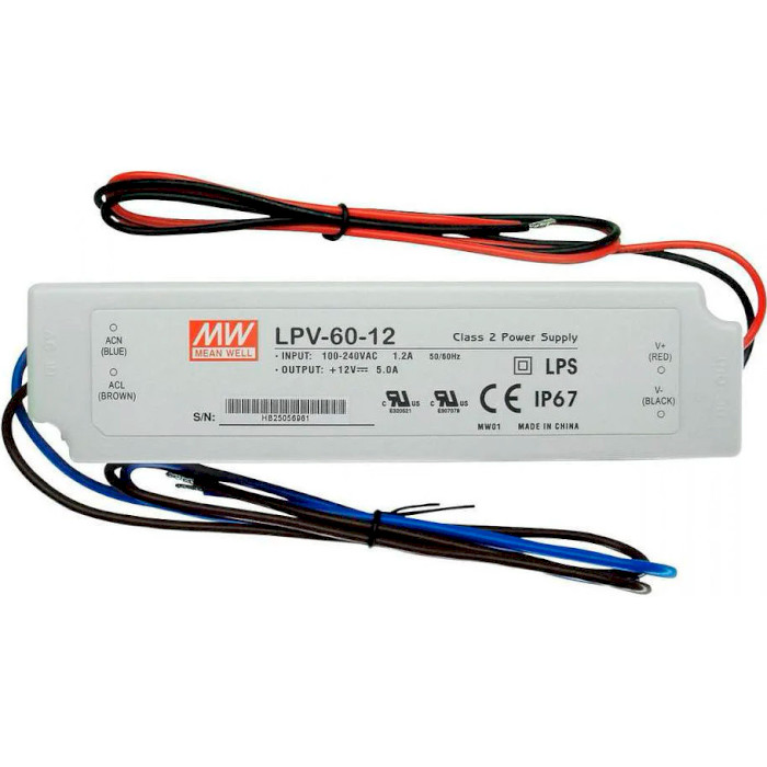 Драйвер для світлодіодів (LED) MEAN WELL LPV-60-12