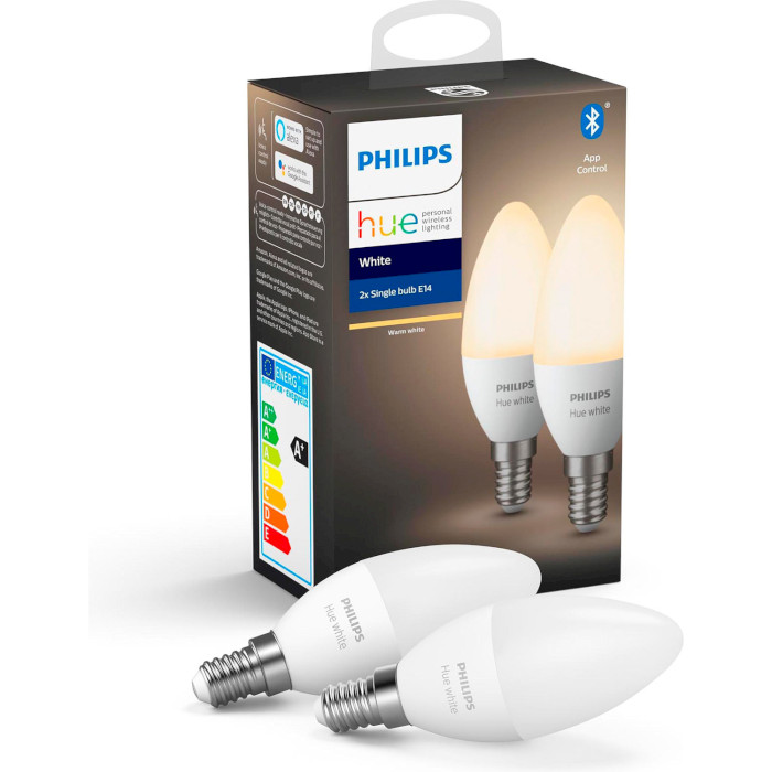 Розумна лампа PHILIPS HUE White E14 5.5W 2700K 2шт (929002039904)