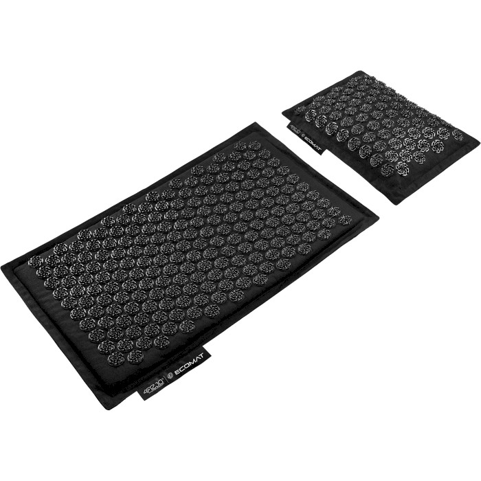 Акупунктурний килимок (аплікатор Кузнєцова) з подушкою 4FIZJO Eco Mat 68x42cm Black (4FJ0208)