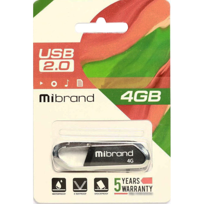 Флэшка MIBRAND Aligator 4GB USB2.0 Black (MI2.0/AL4U7B)