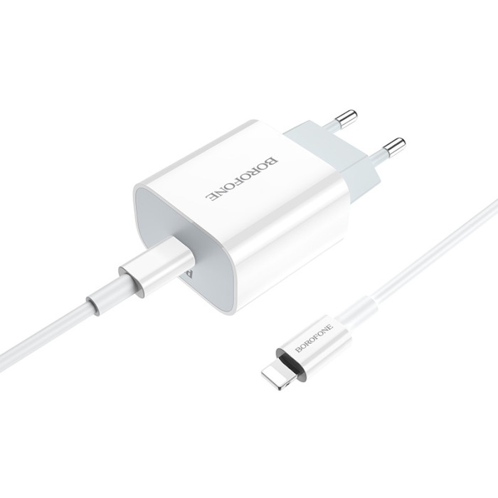 Зарядное устройство BOROFONE BA38A Speedy 1xUSB-C, PD20W, QC3.0 White w/Type-C to Lightning cable (BA38ALW)