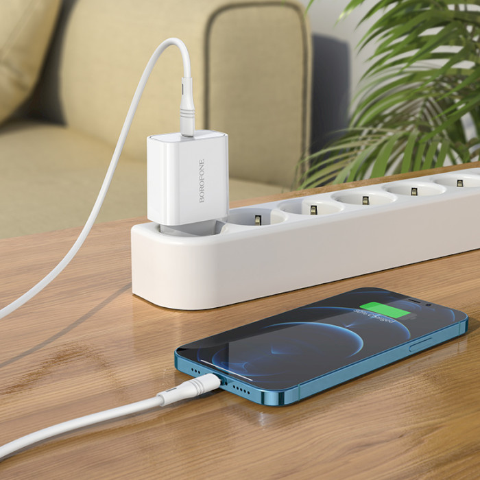 Зарядное устройство BOROFONE BA57A Easy Speed 1xUSB-C, PD2.0, 20W White