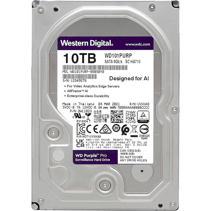 Жорсткий диск 3.5" WD Purple Pro 10TB SATA/256MB (WD101PURP)