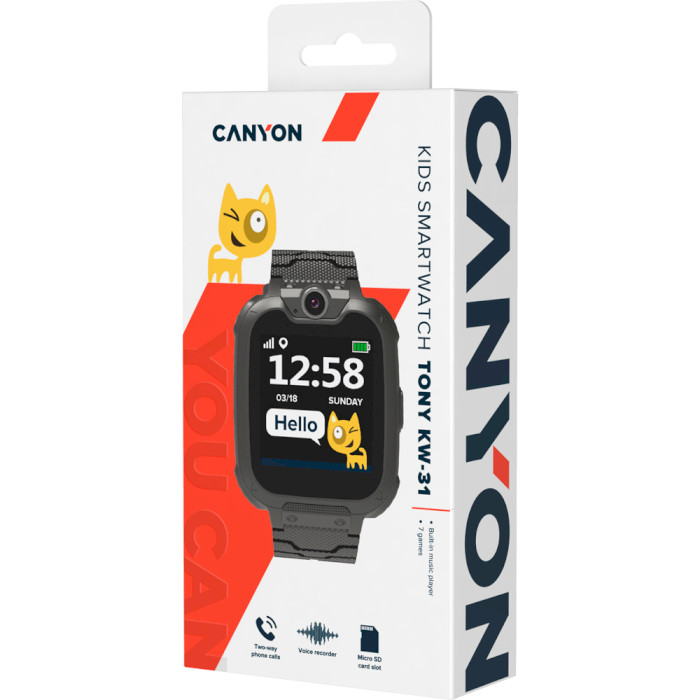 Детские смарт-часы CANYON KW-31 Tony Black (CNE-KW31BB)