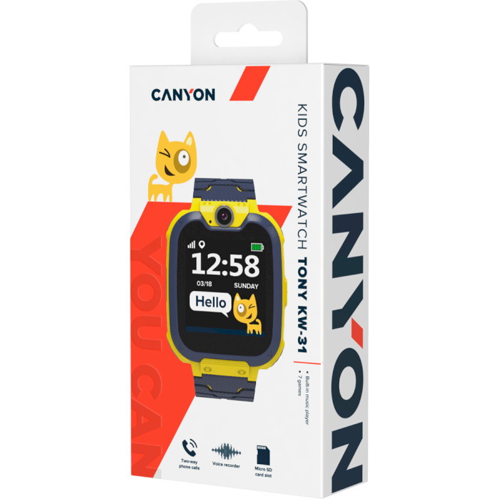 Детские смарт-часы CANYON KW-31 Tony Yellow/Gray (CNE-KW31YB)