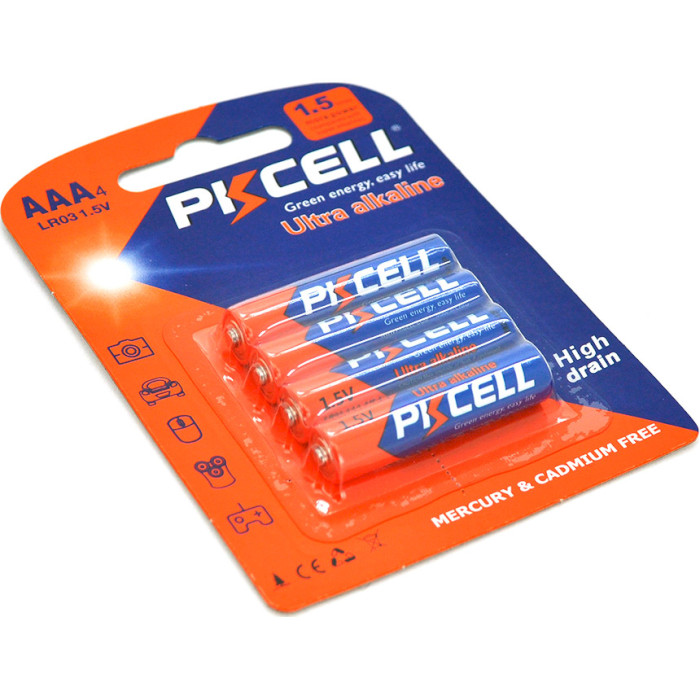 Батарейка PKCELL Ultra Alkaline AAA 4шт/уп (6942449512123)