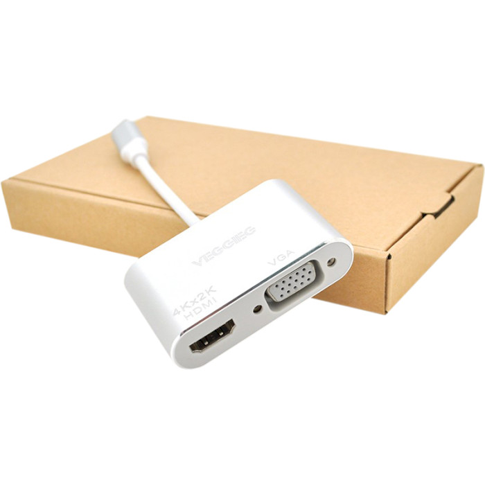 Адаптер VEGGIEG USB-C - HDMI/VGA 0.1м White (TC02)