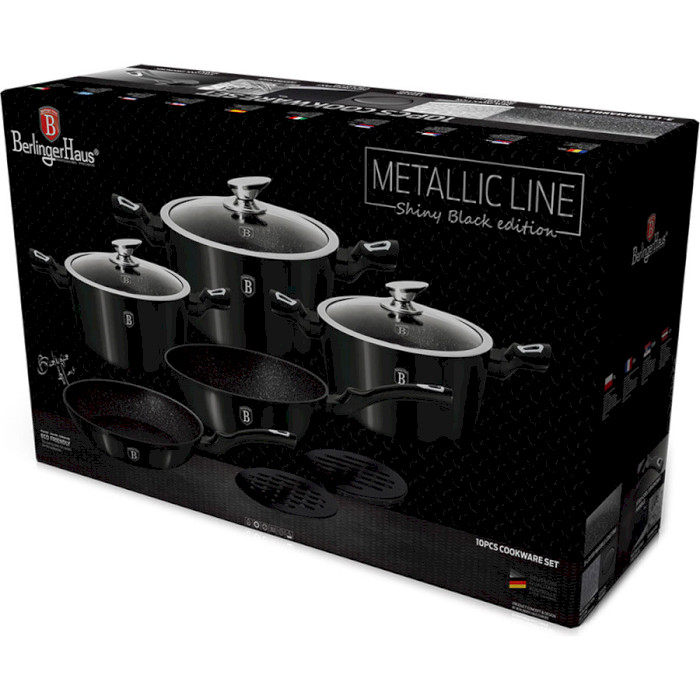 Набір посуду BERLINGER HAUS Metallic Line Royal Black Edition 10пр (BH-1663N)