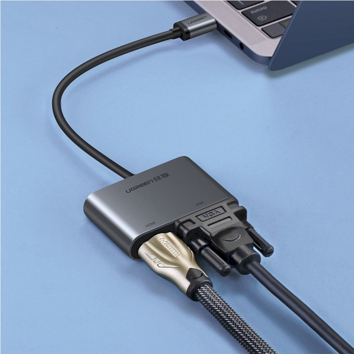 Адаптер UGREEN CM162 USB-C - HDMI/VGA Black (50505)