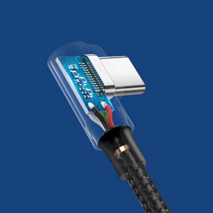Кабель UGREEN US176 Angled USB 2.0 to Angled USB Type-C Cable Nickel Plating Aluminum Shell 3A 1м Black (20856)