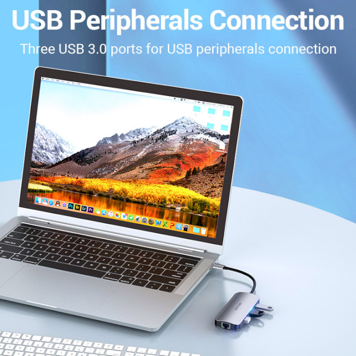 Порт-репликатор VENTION 6-in-1 USB-C to HDMI/USB3.0x3/RJ45/PD (TOHHB)