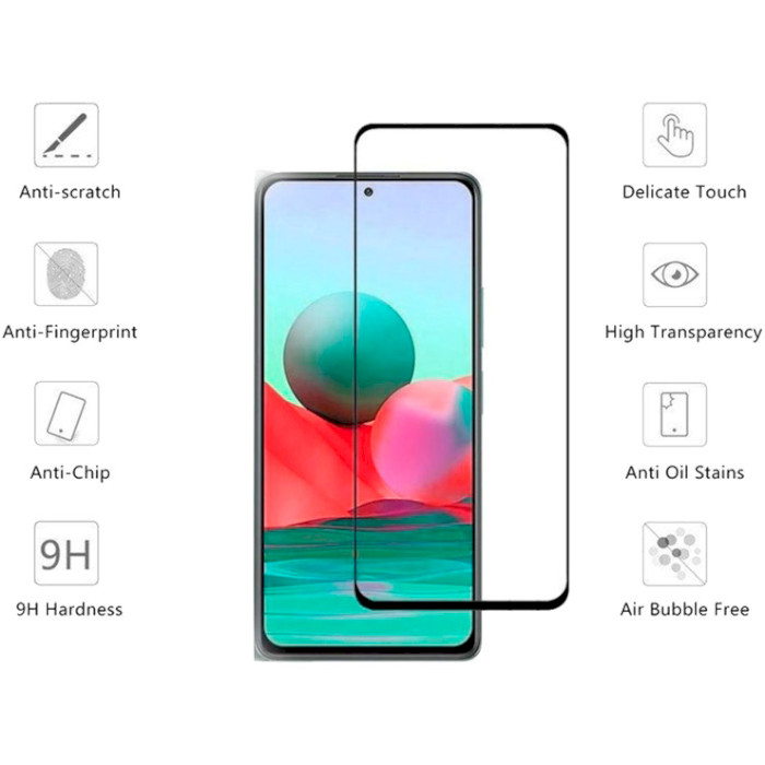 Захисне скло DROBAK Tempered Glass Black для Redmi Note 10 (464690)