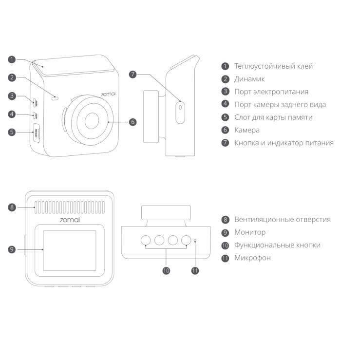 Автомобільний відеореєстратор з камерою заднього виду XIAOMI 70MAI Dash Cam A400 Gray + RC09