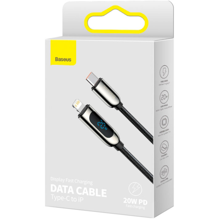 Кабель BASEUS Display Fast Charging Data Cable Type-C to iP 20W 1м Black (CATLSK-01)