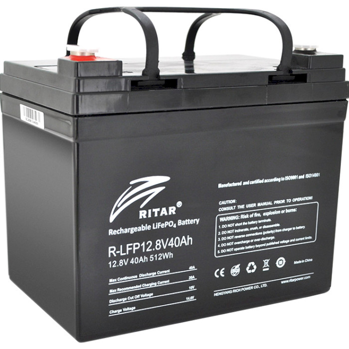 Акумуляторна батарея RITAR LiFePO4 R-LFP 12.8V 40Ah (12.8В, 40Агод, BMS)