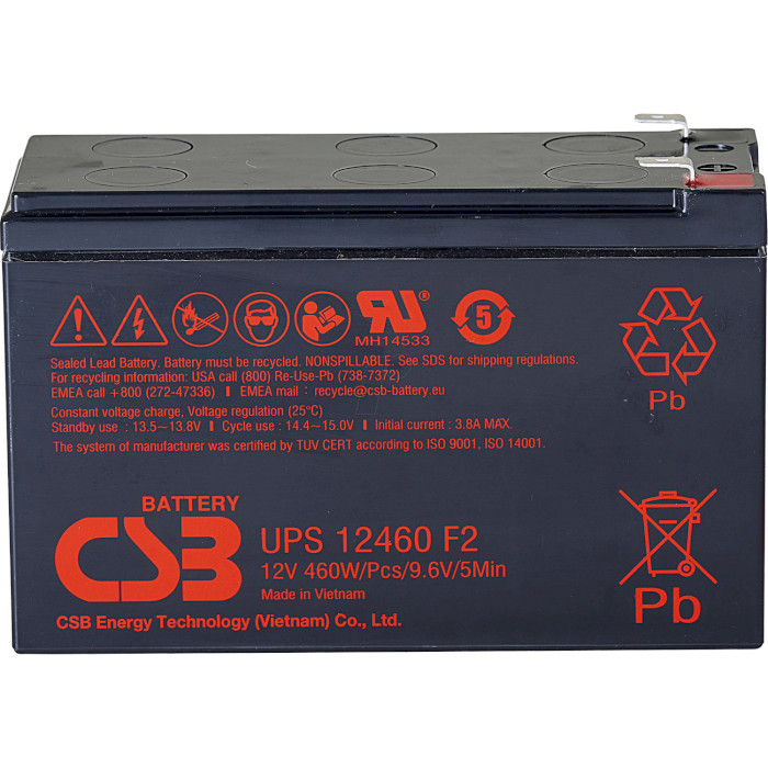 Акумуляторна батарея CSB UPS12460F2 (12В, 9Агод)