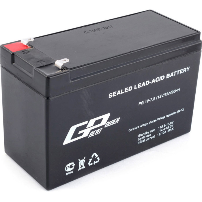 Акумуляторна батарея GREAT POWER PG 12-7.2 (12В, 7.2Агод)