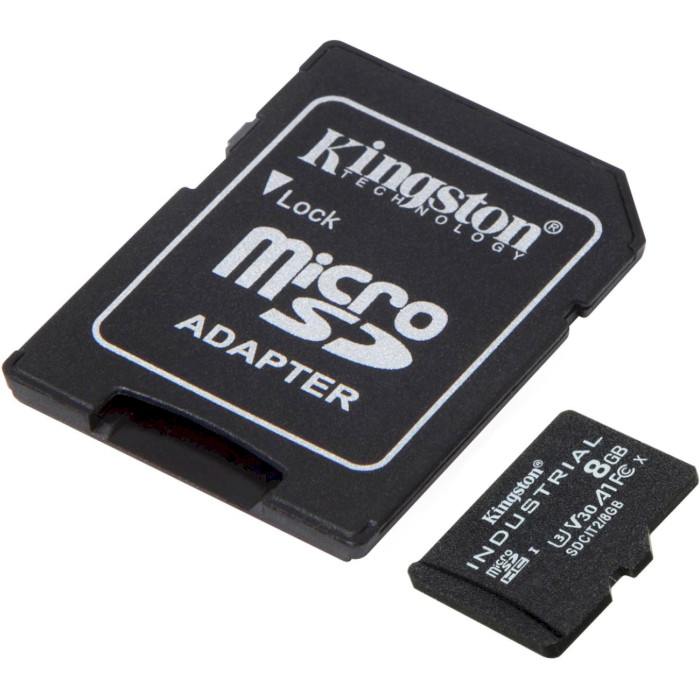 Карта пам'яті KINGSTON microSDHC Industrial 8GB UHS-I U3 V30 A1 Class 10 + SD-adapter (SDCIT2/8GB)