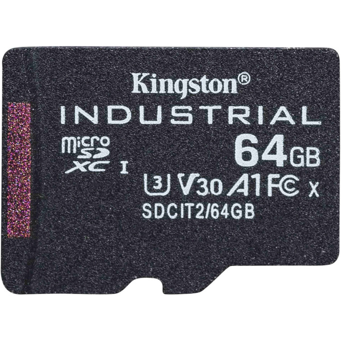 Карта памяти KINGSTON microSDXC Industrial 64GB UHS-I U3 V30 A1 Class 10 (SDCIT2/64GBSP)