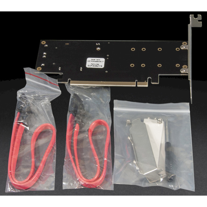 Адаптер FRIME PCIe x16 to 2xM.2 (B&M key) + mSATA (ECF-PCIETOSSD009.LP)