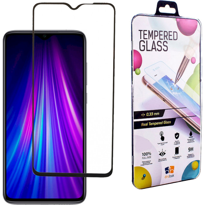 Захисне скло DROBAK Full Glue Black для Redmi Note 8 Pro (443143)