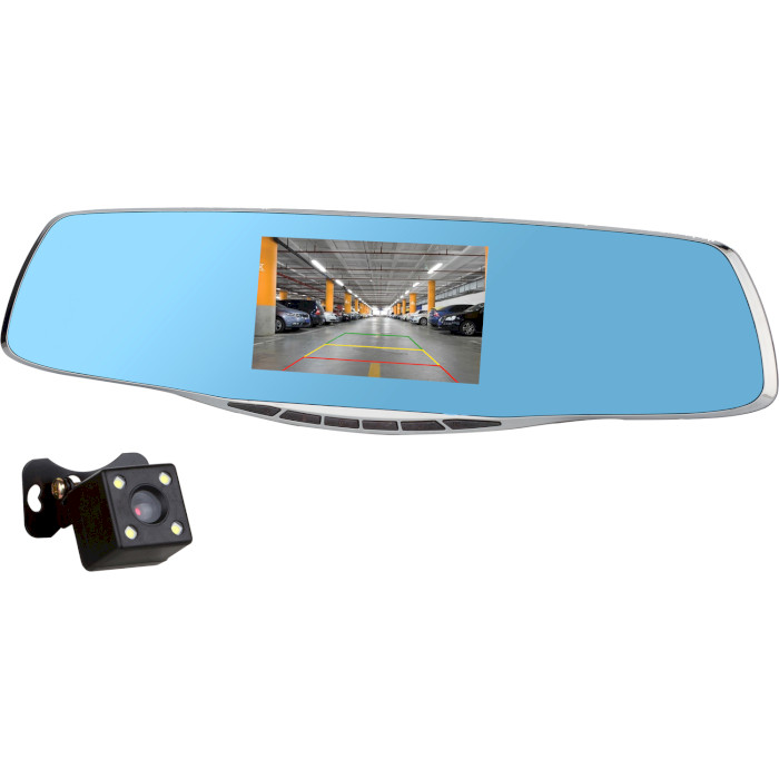 Автомобильный видеорегистратор-зеркало с камерой заднего вида AUTOBAN AVR-13S 2 Cam Steel