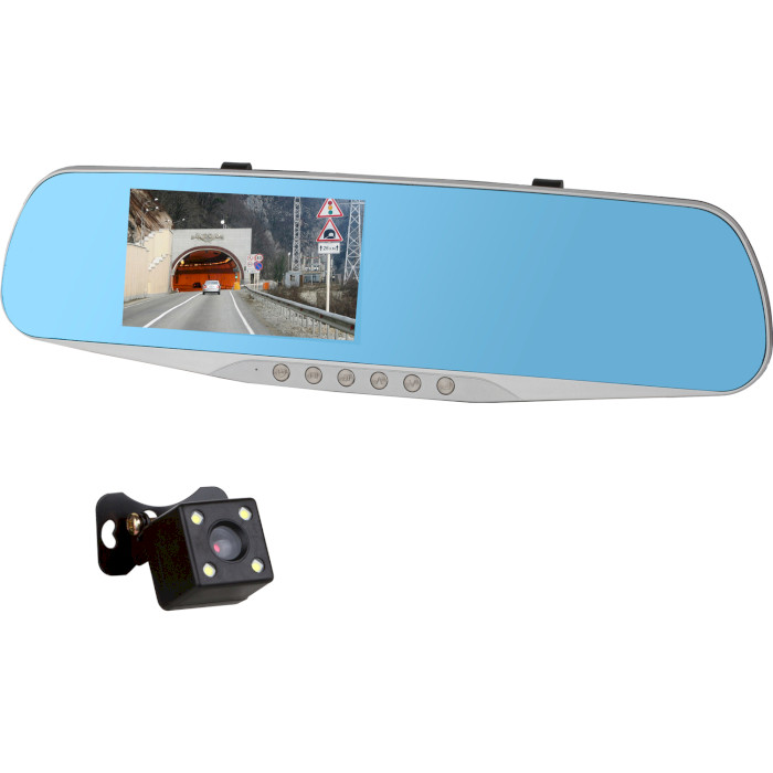Автомобільний відеореєстратор-дзеркало з камерою заднього виду AUTOBAN AVR-17S 2 Cam Silver