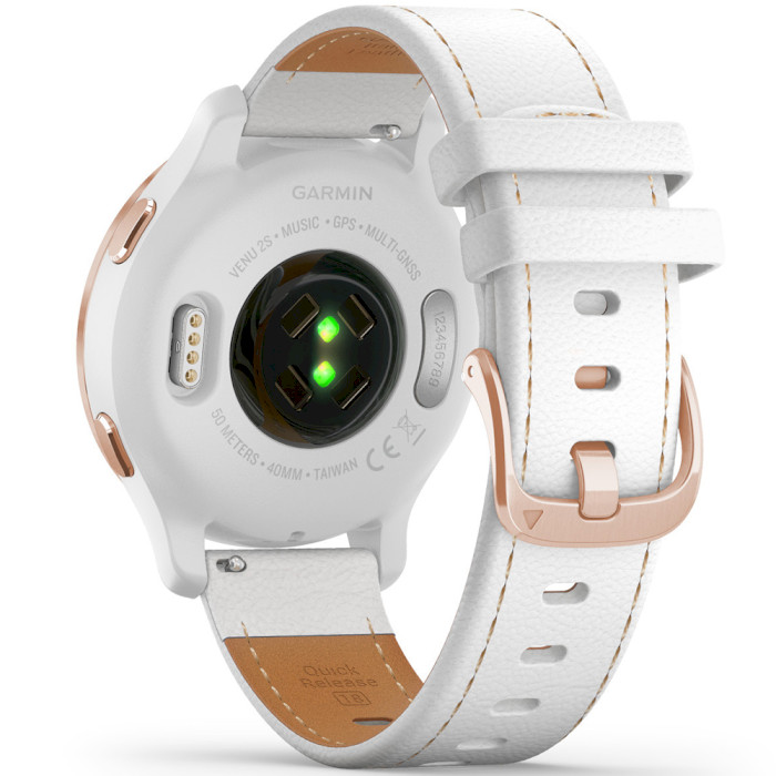 Смарт-часы GARMIN Venu 2S Rose Gold Stainless Steel Bezel with White Case and Leather Band (010-02429-23)