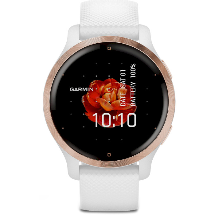 Смарт-часы GARMIN Venu 2S Rose Gold Stainless Steel Bezel with White Case and Silicone Band (010-02429-13)