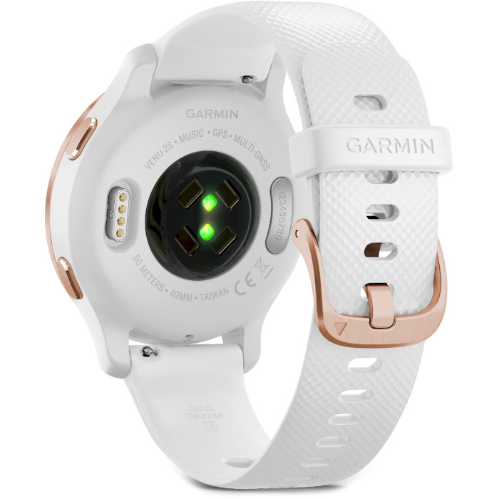 Смарт-годинник GARMIN Venu 2S Rose Gold Stainless Steel Bezel with White Case and Silicone Band (010-02429-13)