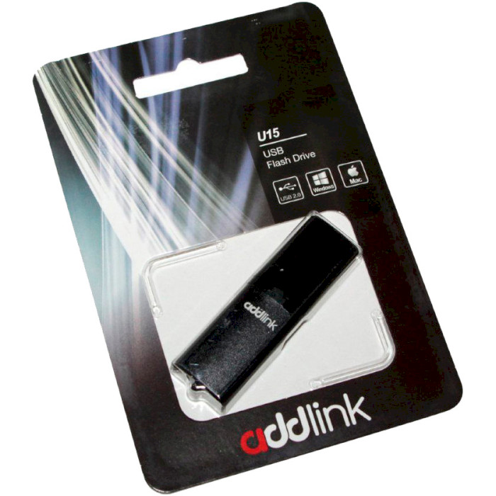 Флэшка ADDLINK U15 64GB USB2.0 Black (AD64GBU15G2)