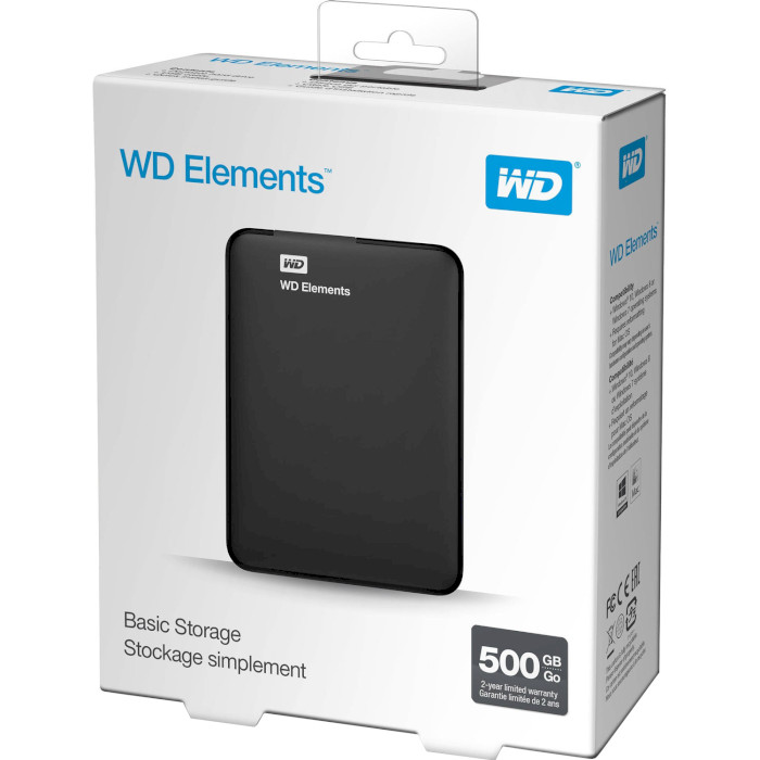 Портативный жёсткий диск WD Elements Portable 500GB USB3.0 (WDBUZG5000ABK-WESN)