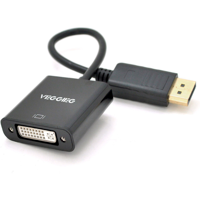 Адаптер VEGGIEG DisplayPort - DVI Black (YT-C-DP(M)/DVI24+5(F)DD-B)