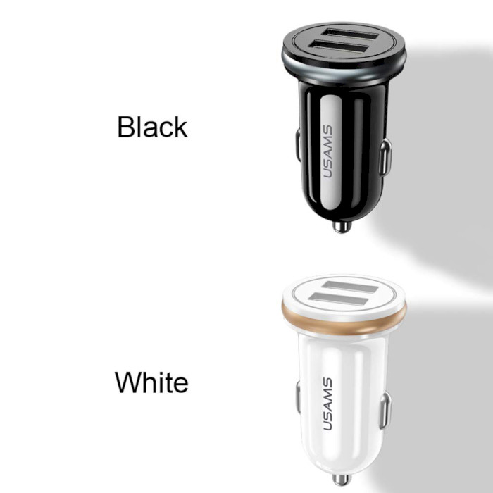 Автомобільний зарядний пристрій USAMS US-CC050 C4 Dual USB Mini Car Charger White (CC50GC02)