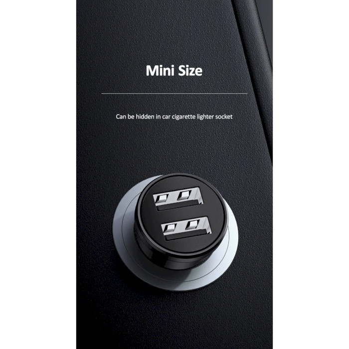 Автомобільний зарядний пристрій USAMS US-CC114 C20 2.4A Dual USB Mini Car Charger Black (CC114TC01)