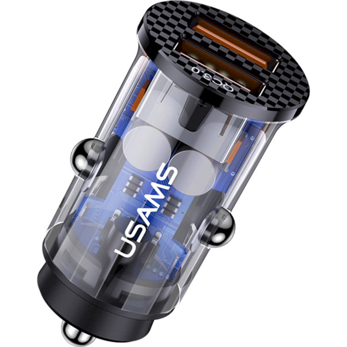 Автомобільний зарядний пристрій USAMS US-CC122 C23 36W Dual USB Mini Transparent Car Charger Black (CC122CC01)