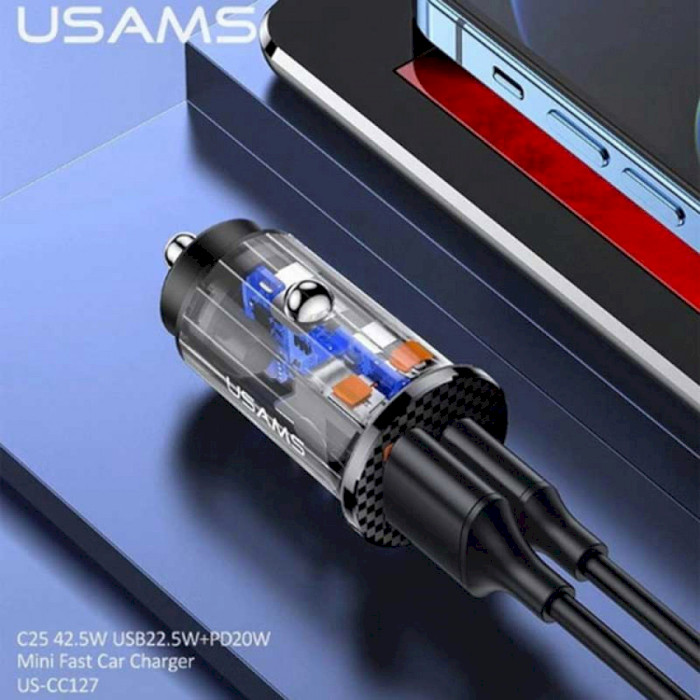 Автомобільний зарядний пристрій USAMS US-CC127 C25 42.5W Mini Fast Car Charger Black (CC127CC01)