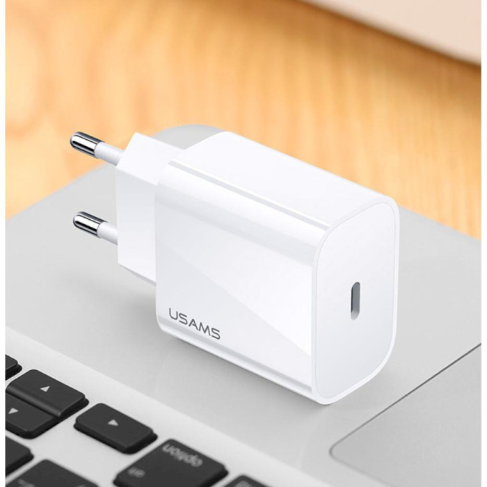 Зарядное устройство USAMS US-CC118 T34 PD Fast Travel Charger 20W White (CC118TC01)