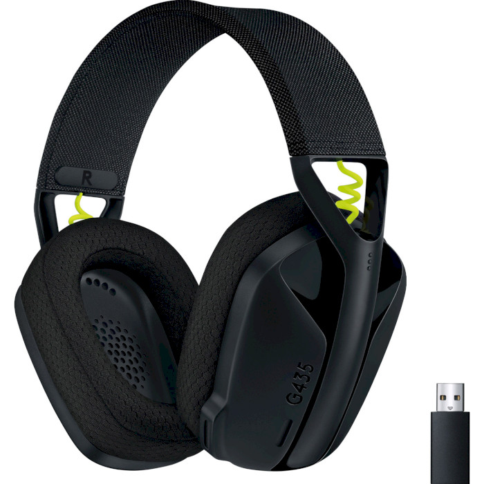 Наушники геймерские LOGITECH G435 Lightspeed Wireless Gaming Headset Black and Neon Yellow (981-001050)