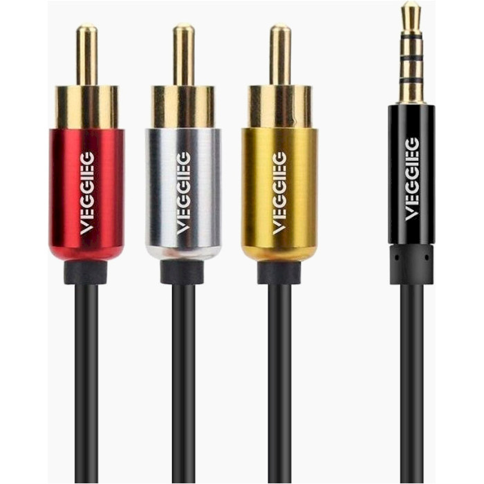 Кабель VEGGIEG mini-jack 3.5 мм - 3RCA 1.5м Black (YT-AR3-1.5)