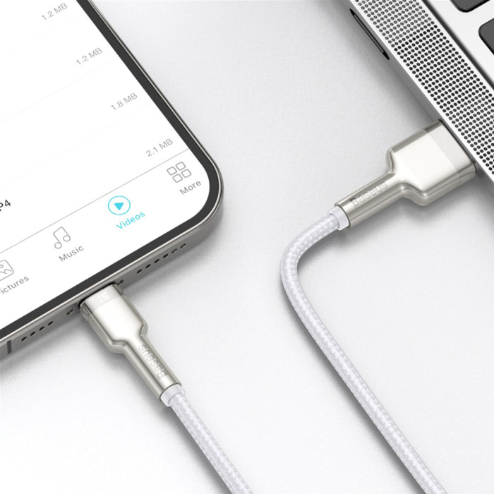 Кабель BASEUS Cafule Metal Data Cable USB for Lightning 1м White (CALJK-A02)