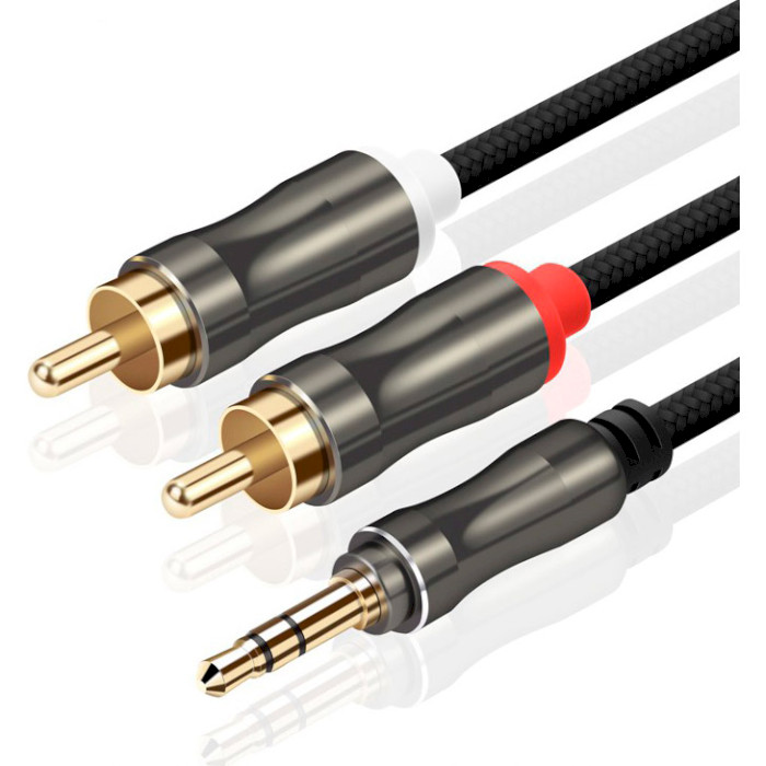 Кабель VEGGIEG mini-jack 3.5 мм - 2RCA 3м Black (YT-AR2-3)