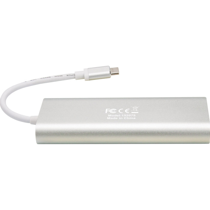 Порт-реплікатор MANHATTAN USB3.1 Type-C -> HDMI/USB 3.0x2/RJ45/SD/PD 60W Hub 7-in-1 Silver (152075)