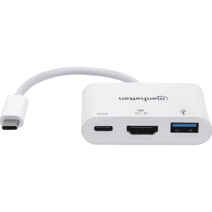 Порт-реплікатор MANHATTAN USB3.1 Type-C -> HDMI/USB 3.0/PD 60W 4-in-1 White (152945)