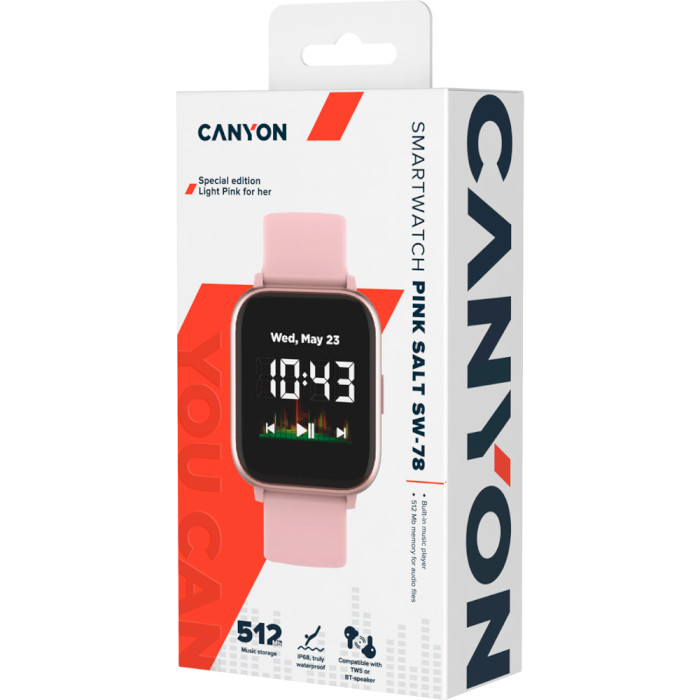 Смарт-часы CANYON SW-78 Salt Pink (CNS-SW78PP)