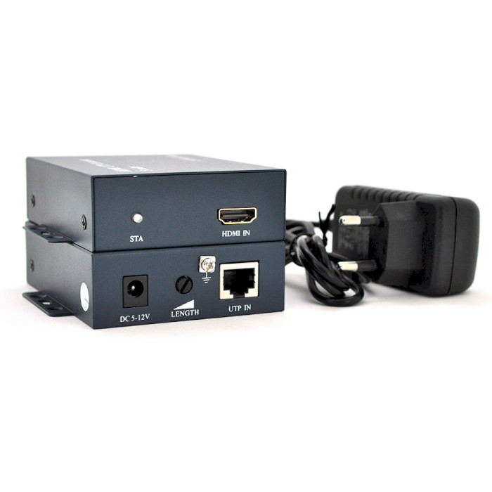 Подовжувач HDMI по крученій парі MERLION до 100м, 1080P, з БЖ HDMI Black (YT-SCPE HDM-100M1080P)