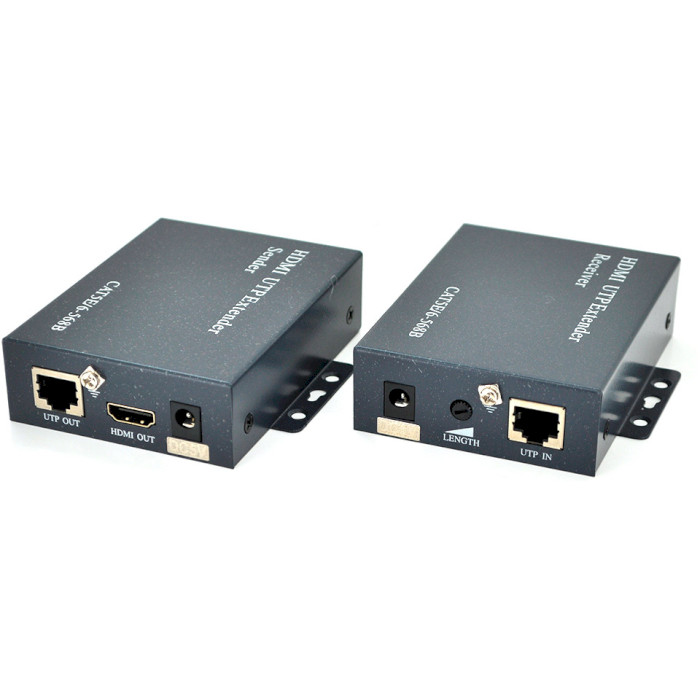 Подовжувач HDMI по крученій парі MERLION до 200м, 1080P, з БЖ Black (YT-SCPE HDM-200M1080P+A)